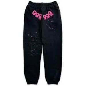 Sp5der Angel Number 555 Sweatpants Pink on Black
